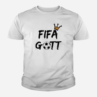 FIFA Gott Fußball Krone Herren Kinder Tshirt, Spieler Design - Seseable