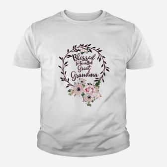 Floral Grandma Blessed To Be Called Great Grandma Youth T-shirt - Seseable