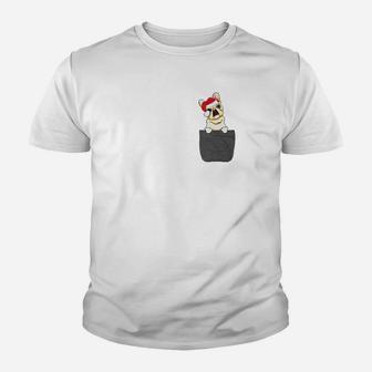 French Bulldog Santa Hat In Your Pocket Christmas Gif Kid T-Shirt - Seseable