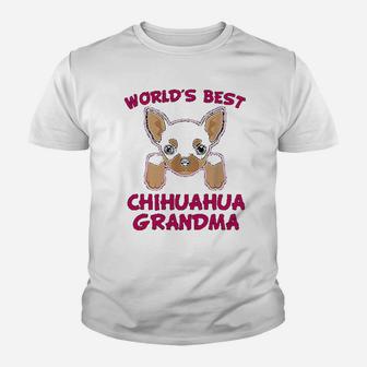 Funny Chihuahua Worlds Best Chihuahua Grandma Dog Kid T-Shirt - Seseable