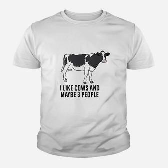 Funny Cow Farmer I Like Cows And Maybe 3 People Cattle Cow Kid T-Shirt - Seseable