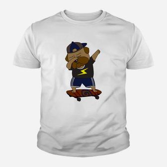 Funny Dabbing English Bulldog Skateboard Cute Dab Kid T-Shirt - Seseable
