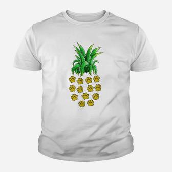 Funny Dog Paws Print Pineapple Animal Lover Gift Kid T-Shirt - Seseable