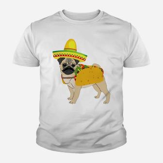 Funny Mexican Pug Taco Cinco De Mayo Fiesta Dog Kid T-Shirt - Seseable