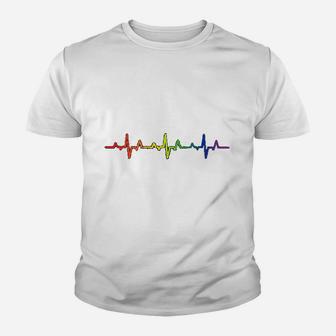 Gay Heartbeat Pride Rainbow Flag Lgbtq Cool Lgbt Ally Gift Youth T-shirt - Seseable
