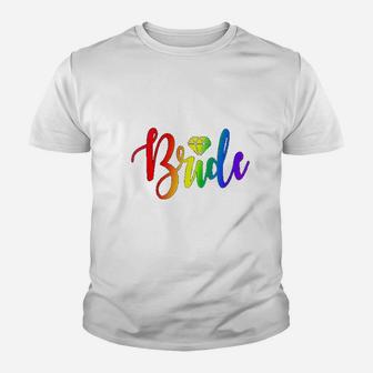 Gay Pride Lesbian Bride Lgbt Wedding Gift Kid T-Shirt | Seseable CA