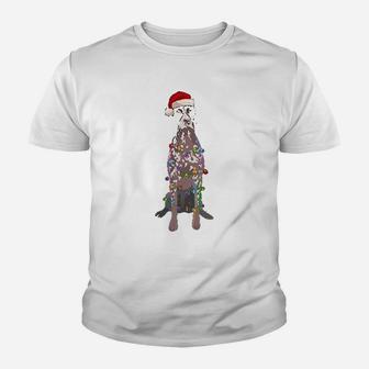 German Shorthaired Pointer Christmas Lights Xmas Dog Lover Kid T-Shirt - Seseable