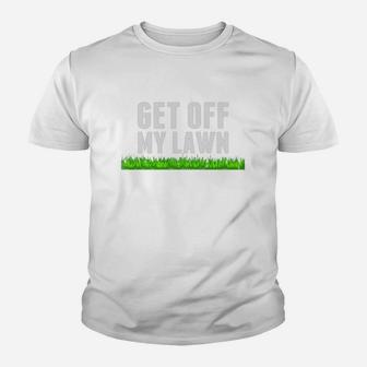 Get Off My Lawn Shirt Grumpy Old Man Fathers Day Dad Gift Kid T-Shirt - Seseable