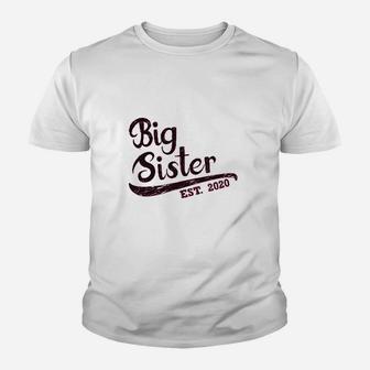 Girls Big Sister Est 2020 Sibling Gifts Infant Girls Fitted Kid T-Shirt - Seseable