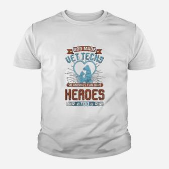 God Made Vet Tech Animal Heroes Veterinary Kid T-Shirt - Seseable