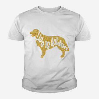 Golden Retriever Life Is Golden Cute Dog Breed Kid T-Shirt - Seseable