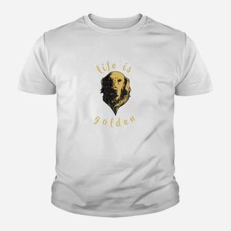 Golden Retriever Owner Gift Life Is Golden Christmas Kid T-Shirt - Seseable