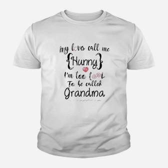 Grandchildren Love Call Me Hunny Too Cool Grandma Kid T-Shirt - Seseable