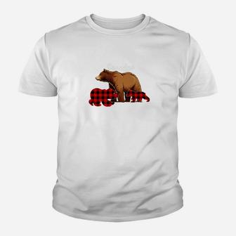 Grandpa Bear Red Plaid Cub Dad Christmas Ladies Kid T-Shirt - Seseable