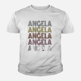 Graphic 365 First Name Angela Retro Pattern Youth T-shirt - Seseable