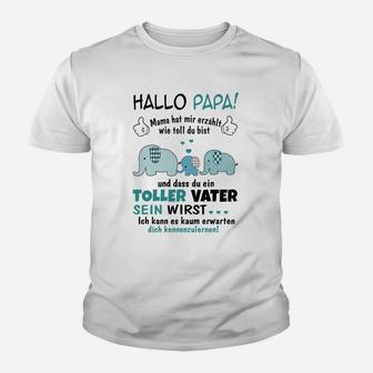 Hallo Papa Elefanten Familie Kinder Tshirt zum Vatertag, Witziges Design - Seseable