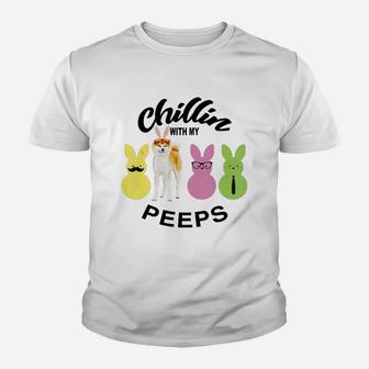 Happy 2021 Easter Bunny Cute Akita Inu Chilling With My Peeps Gift For Dog Lovers Kid T-Shirt - Seseable