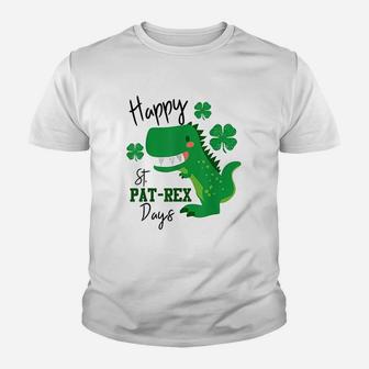 Happy St Pat Trex Day Dinosaur St Patricks Day T Rex Kid T-Shirt - Seseable