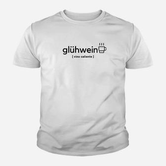Herren Kinder Tshirt: Glühwein-Motiv & Vino Caliente Schrift – Weiß - Seseable