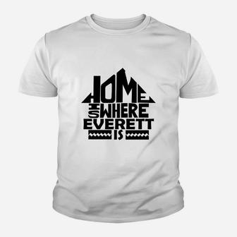 Home Is Where The Everett Is Tshirts. Everett Family Crest. Great Chistmas Gift Ideas Kid T-Shirt - Seseable