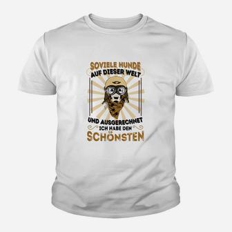 Hunde-Liebhaber Kinder Tshirt mit witzigem Spruch & Hund mit Brille Design - Weiß - Seseable