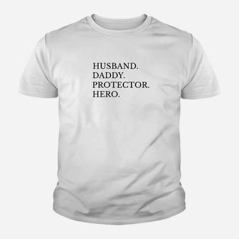 Husband Daddy Protector Hero Funny Best Dad Gift Kid T-Shirt - Seseable