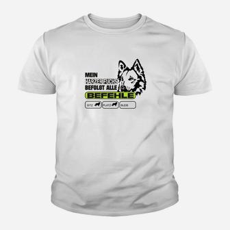 Husky Herren Kinder Tshirt Mein Hund Befiehlt, Lustiges Motiv-Kinder Tshirt - Seseable