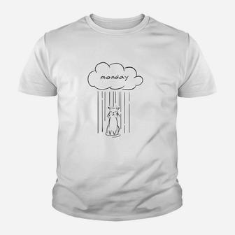 I Hate Mondays Cat Raincloud Funny Cat Kid T-Shirt - Seseable