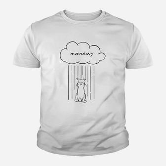 I Hate Mondays Cat Raincloud Kid T-Shirt - Seseable