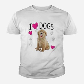 I Love Dogs Golden Labrador Retriever Kid T-Shirt - Seseable
