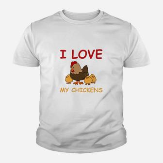I Love My Chickens Kinder Tshirt mit Cartoon-Hühnern für Geflügelliebhaber - Seseable