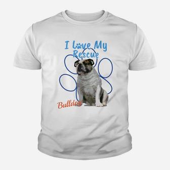 I Love My Rescue English Bulldog Adopted Dog Kid T-Shirt - Seseable