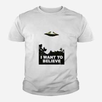 I Want To Believe Area 51 Ufo Alien Abduction Kid T-Shirt - Seseable