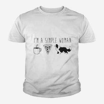 Im A Simple Woman Coffee Pizza Dog Kid T-Shirt - Seseable