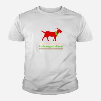 Ive Been Goat All Year Funny Christmas Goat Ugly Kid T-Shirt - Seseable