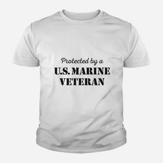 Jarhead Protected By A Us Marine Veteran Marine Family Kid T-Shirt - Seseable