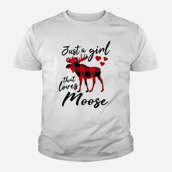 Just A Girl That Loves Moose Moose Lovers Kid T-Shirt - Seseable