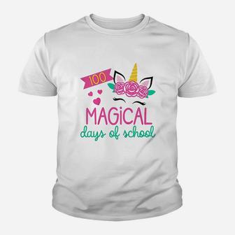 Kids 100th Day Of Kindergarten Gift For Girls 100 Magical Days Kid T-Shirt - Seseable