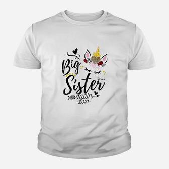 Kids Big Sister Again 2021 Soon To Be Bigsister Cute Unicorn Gift Kid T-Shirt - Seseable