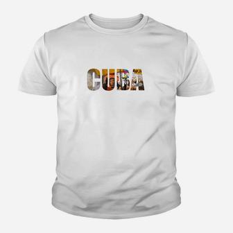 Klassisches Weißes Kinder Tshirt - 'CUBA' im Vintage-Reise-Design - Seseable