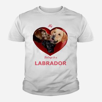 Labrador Dog Shows Yellow Lab Choc Lab Black Lab Heart Kid T-Shirt - Seseable