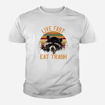 Live Fast Eat Trash Bear Vintage Camping (2) Kid T-Shirt - Seseable