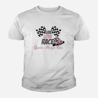 Live Love Race Quarter Midget Cars Shirt Pink Gray Grey Kid T-Shirt - Seseable