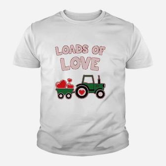 Loads Of Love Valentine's Gift Tractor Loving Kid T-Shirt - Seseable