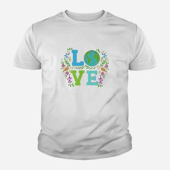 Love Earth Save The Planet Vintage Floral Earth Day Clothes Kid T-Shirt - Seseable
