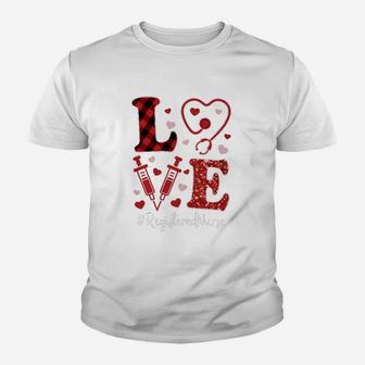 Love Nurse Valentine Registered Nurse Kid T-Shirt - Seseable