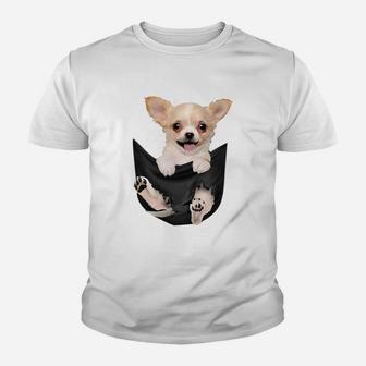 Lustiges Chihuahua Taschen-Design Kinder Tshirt, Hunde-Motiv Oberteil - Seseable