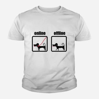 Lustiges Dackel-Hund Kinder Tshirt, Online/Offline Motiv für Internetfans - Seseable