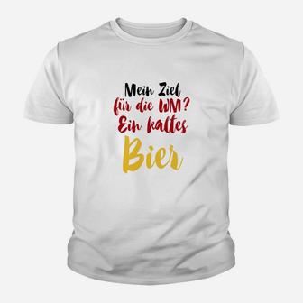 Lustiges Fußball WM Kinder Tshirt WM-Ziel: Ein kaltes Bier, Herren, Weiß - Seseable