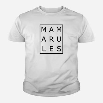 MAMARULES Weißes Kinder Tshirt, Schwarz Schriftzug Tee für Mütter - Seseable